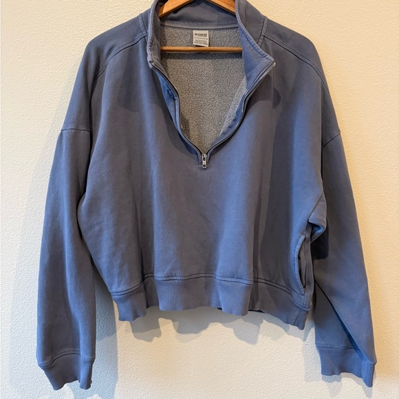 Victoria's Secret Pink Heathered Blue quarter zip - Picture 1 of 3
